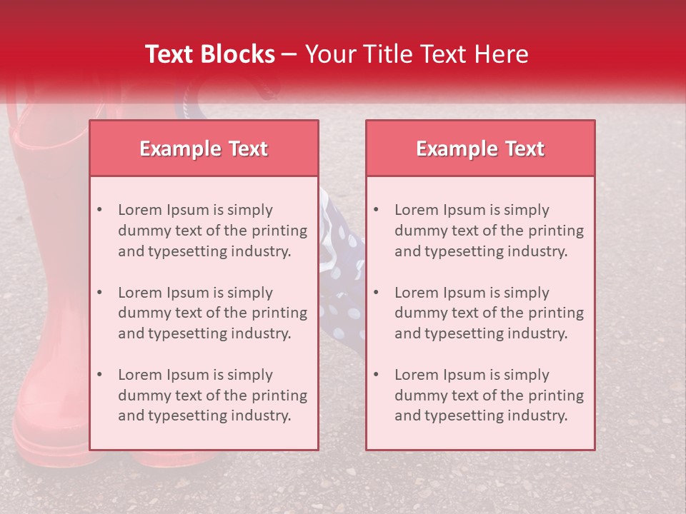 A Pair Of Red Rain Boots With An Umbrella PowerPoint Template