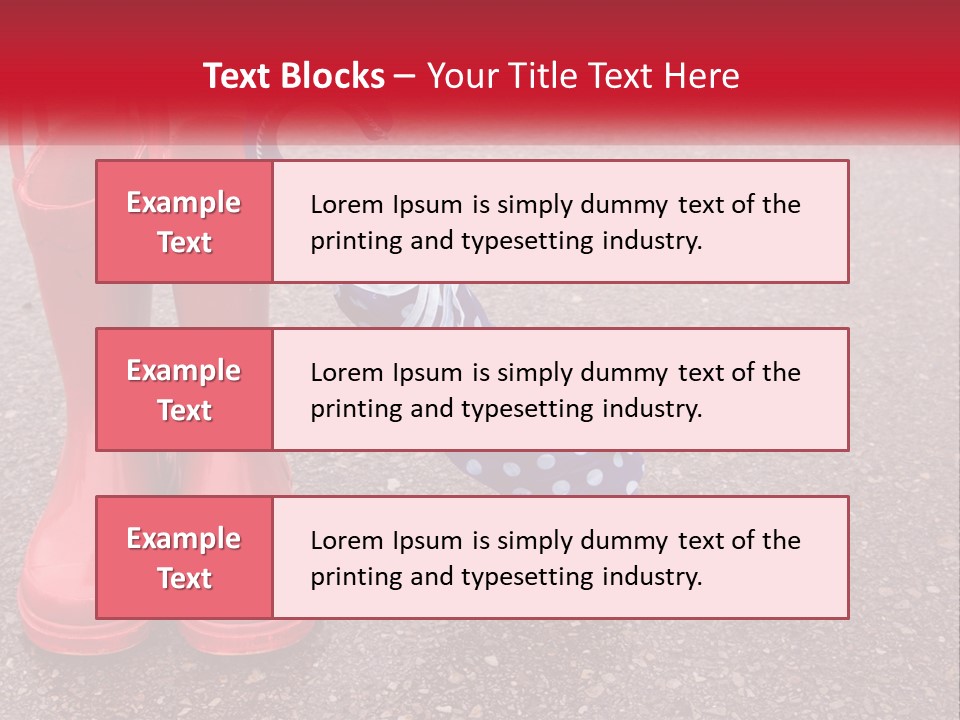 A Pair Of Red Rain Boots With An Umbrella PowerPoint Template