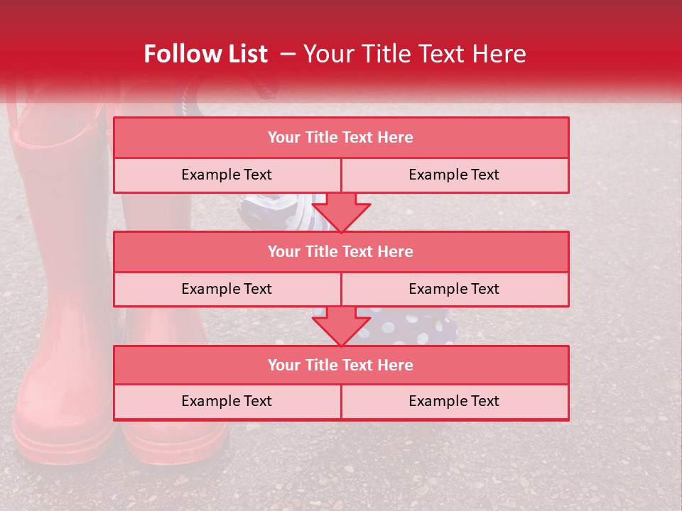 A Pair Of Red Rain Boots With An Umbrella PowerPoint Template