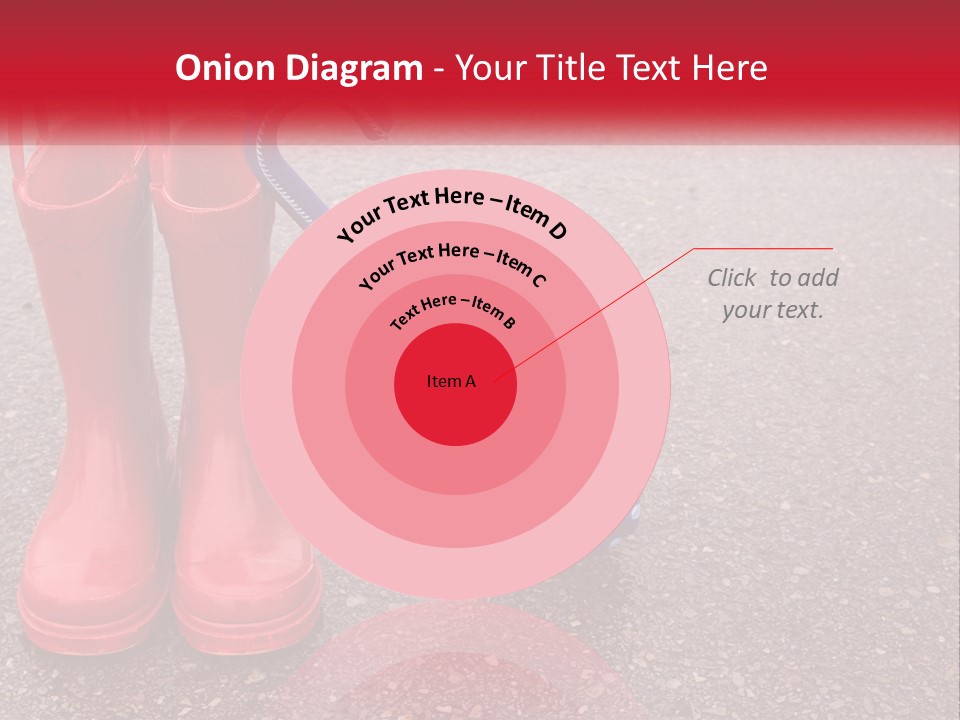 A Pair Of Red Rain Boots With An Umbrella PowerPoint Template