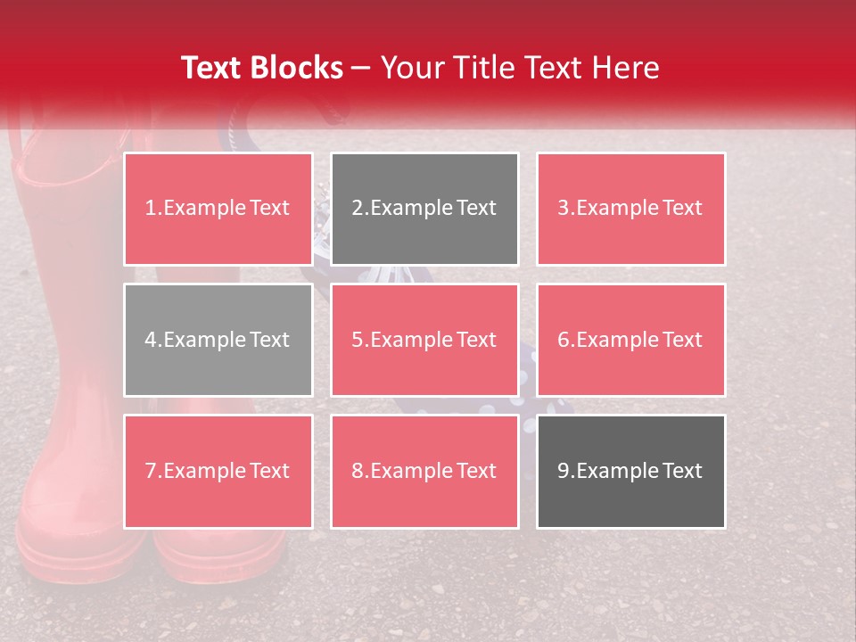 A Pair Of Red Rain Boots With An Umbrella PowerPoint Template