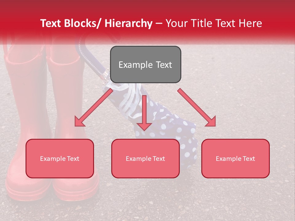 A Pair Of Red Rain Boots With An Umbrella PowerPoint Template