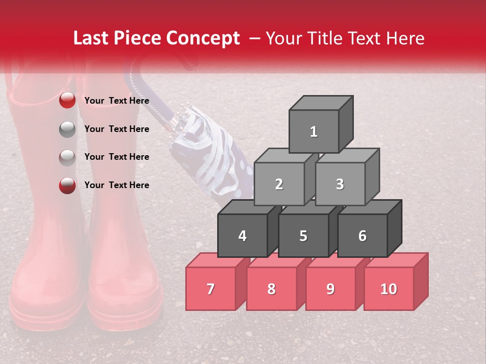 A Pair Of Red Rain Boots With An Umbrella PowerPoint Template