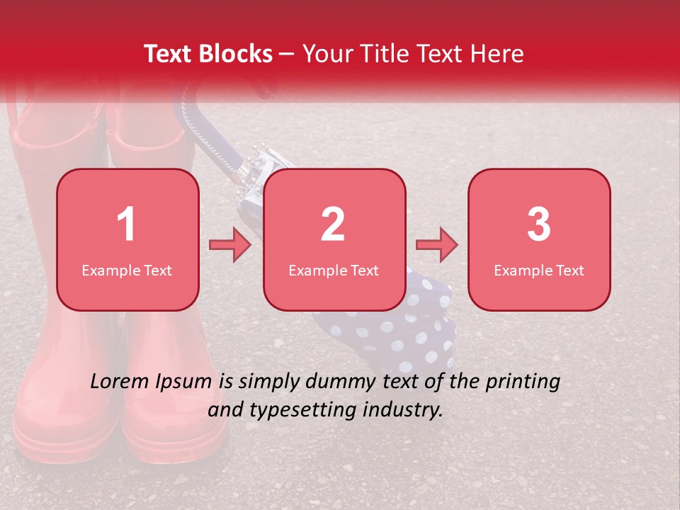 A Pair Of Red Rain Boots With An Umbrella PowerPoint Template