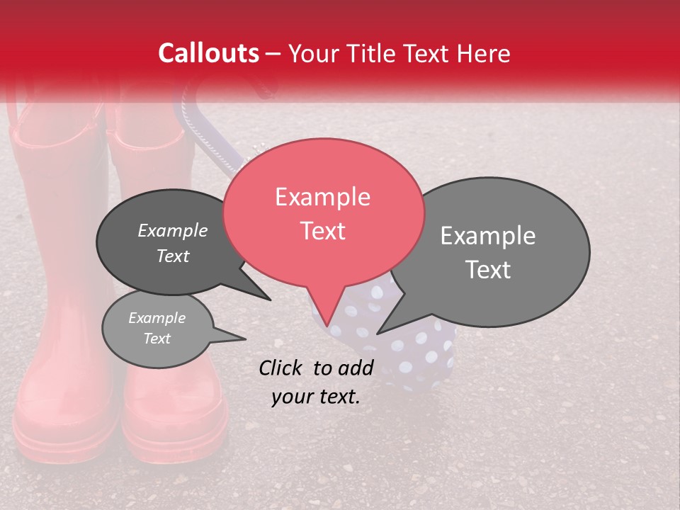 A Pair Of Red Rain Boots With An Umbrella PowerPoint Template