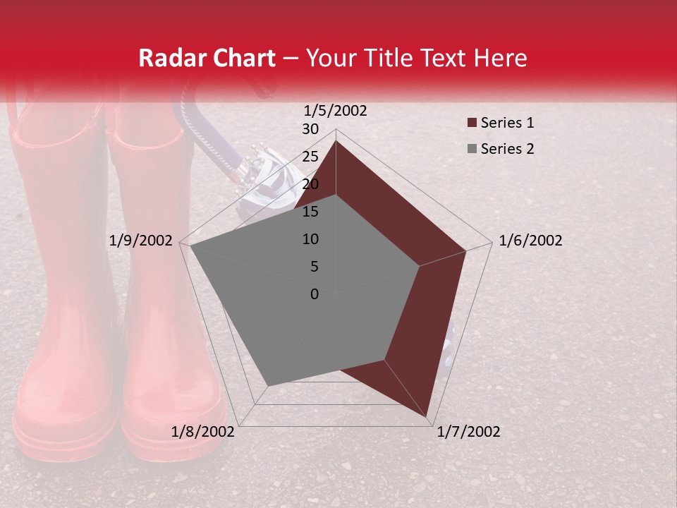 A Pair Of Red Rain Boots With An Umbrella PowerPoint Template