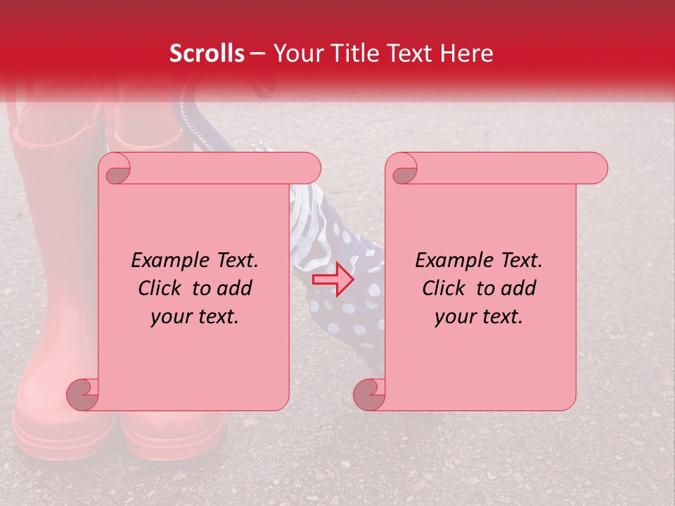 A Pair Of Red Rain Boots With An Umbrella PowerPoint Template