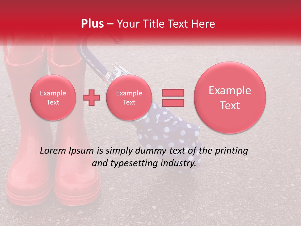 A Pair Of Red Rain Boots With An Umbrella PowerPoint Template