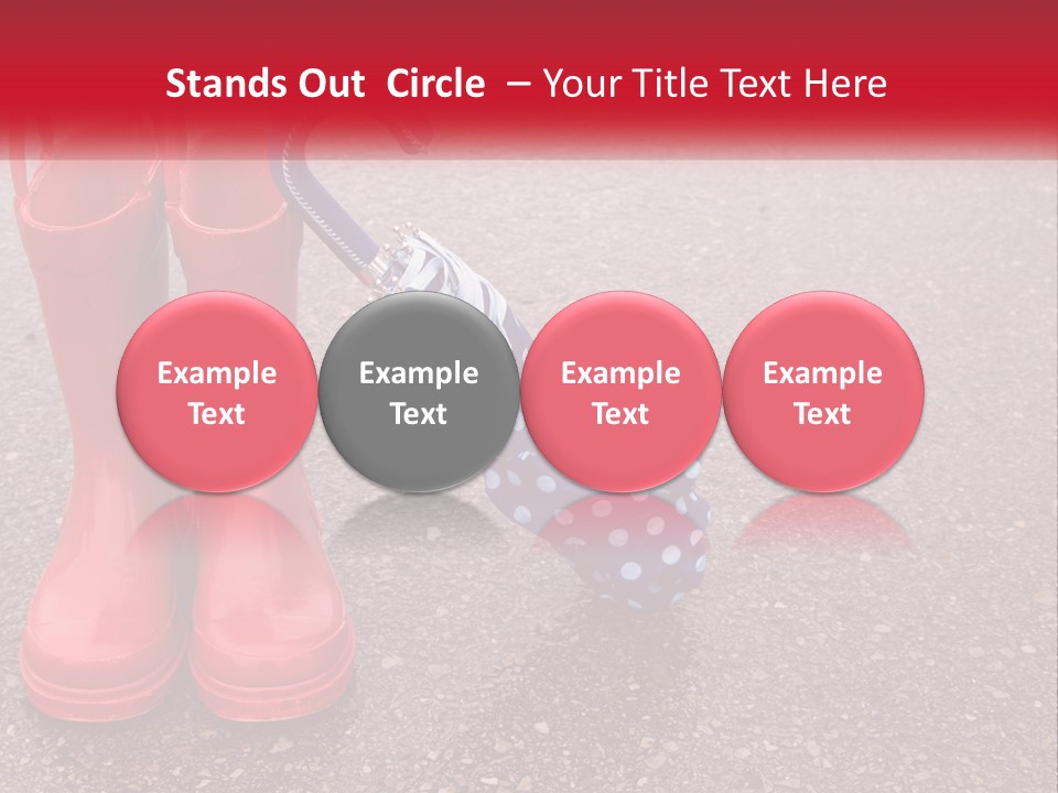 A Pair Of Red Rain Boots With An Umbrella PowerPoint Template