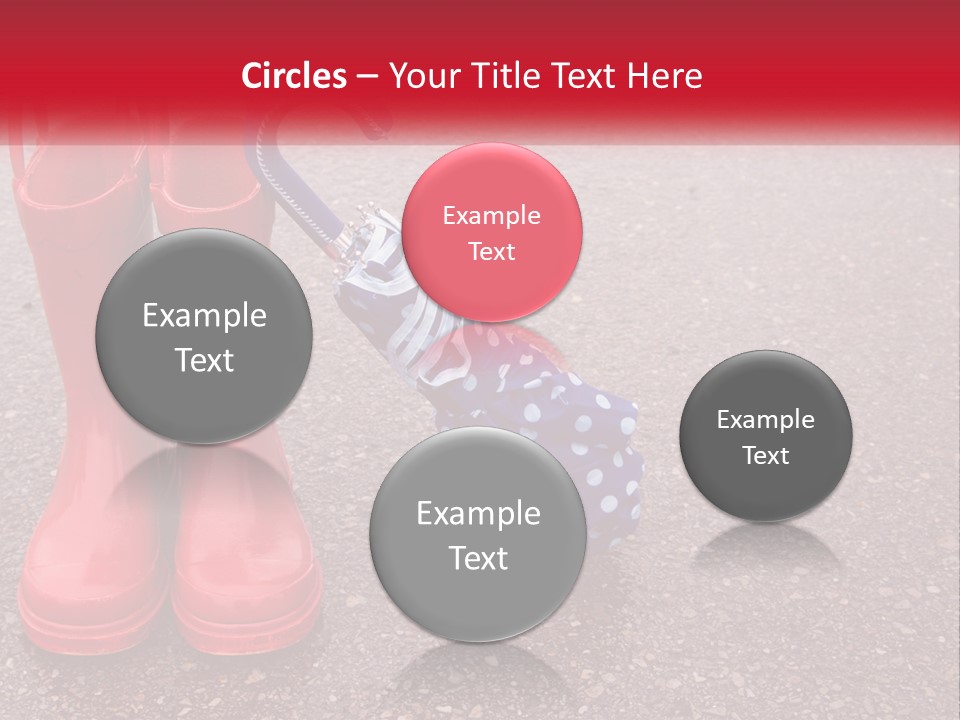 A Pair Of Red Rain Boots With An Umbrella PowerPoint Template