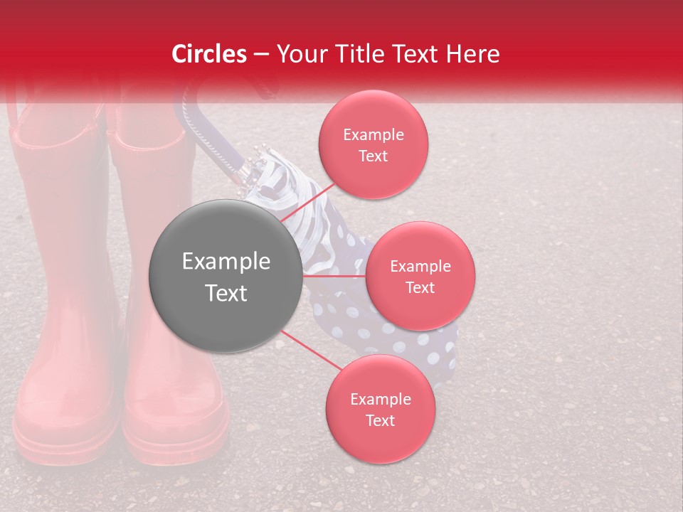 A Pair Of Red Rain Boots With An Umbrella PowerPoint Template