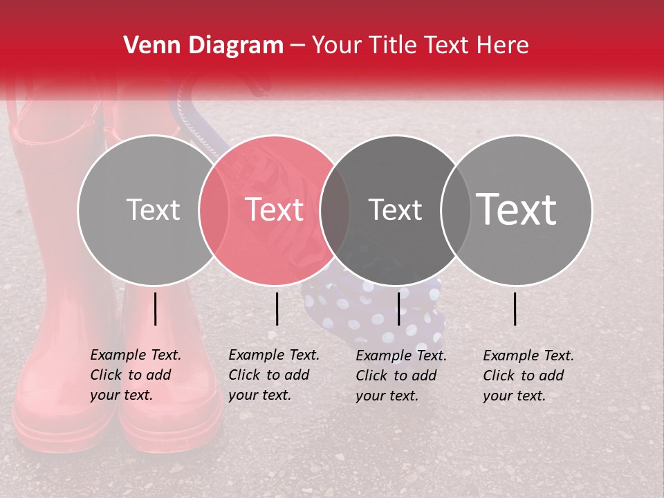 A Pair Of Red Rain Boots With An Umbrella PowerPoint Template