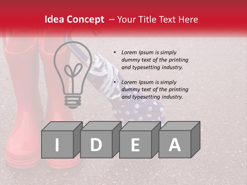 A Pair Of Red Rain Boots With An Umbrella PowerPoint Template
