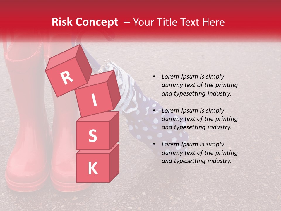 A Pair Of Red Rain Boots With An Umbrella PowerPoint Template