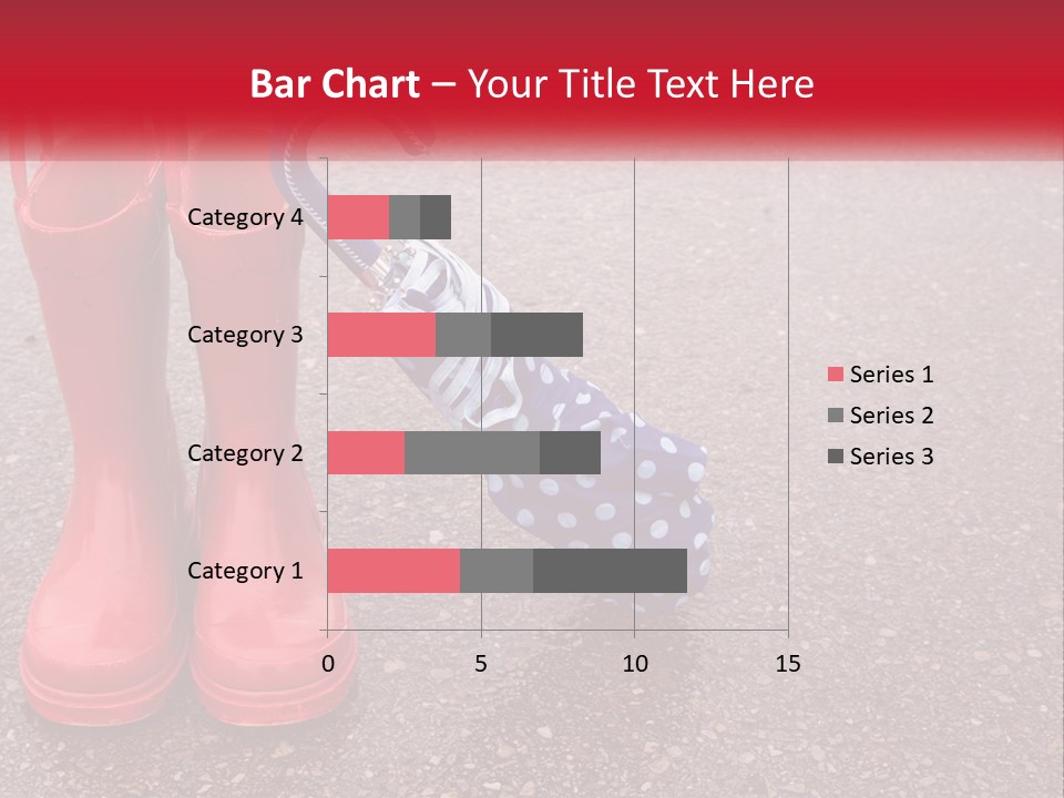 A Pair Of Red Rain Boots With An Umbrella PowerPoint Template