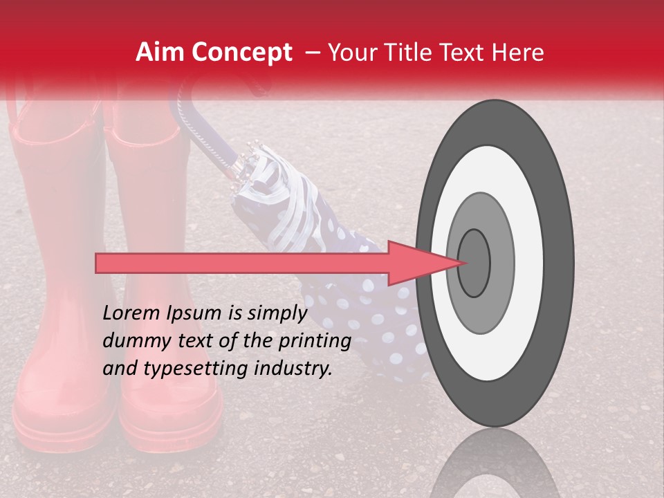 A Pair Of Red Rain Boots With An Umbrella PowerPoint Template
