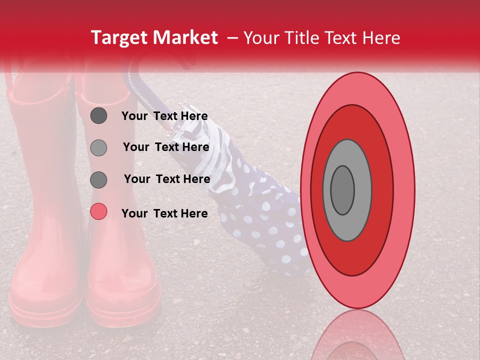 A Pair Of Red Rain Boots With An Umbrella PowerPoint Template