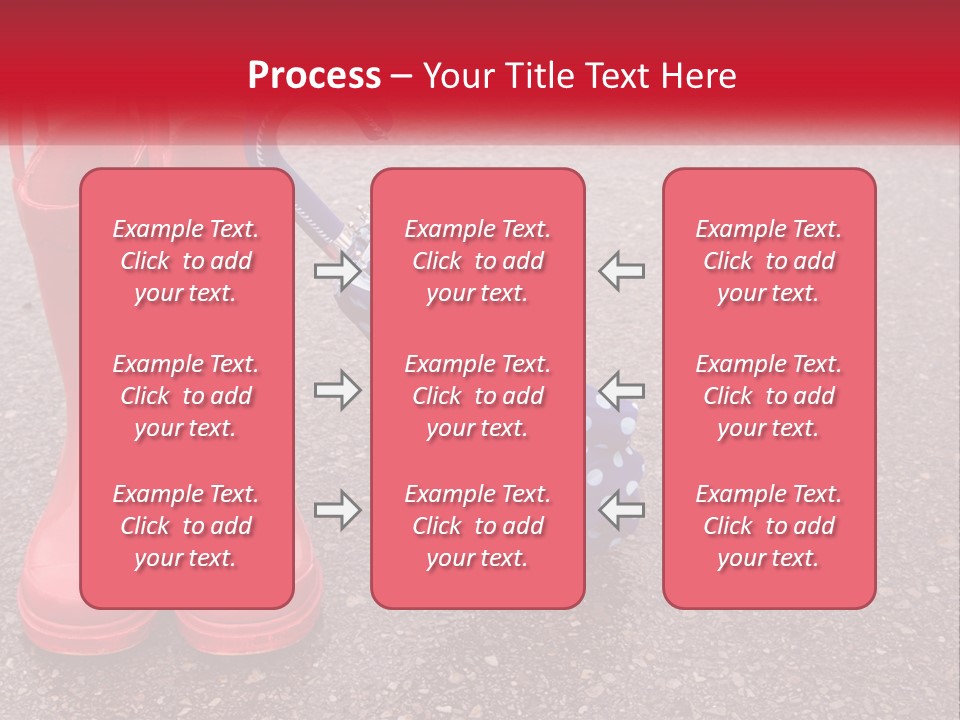 A Pair Of Red Rain Boots With An Umbrella PowerPoint Template
