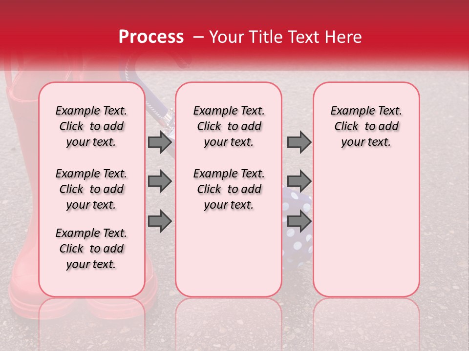 A Pair Of Red Rain Boots With An Umbrella PowerPoint Template