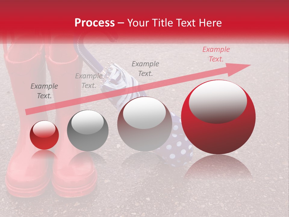 A Pair Of Red Rain Boots With An Umbrella PowerPoint Template
