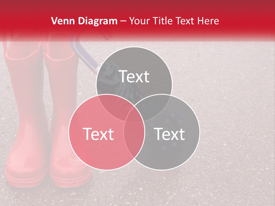 A Pair Of Red Rain Boots With An Umbrella PowerPoint Template