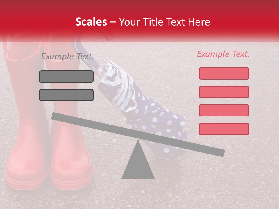 A Pair Of Red Rain Boots With An Umbrella PowerPoint Template