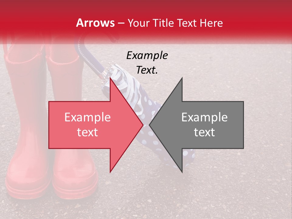 A Pair Of Red Rain Boots With An Umbrella PowerPoint Template