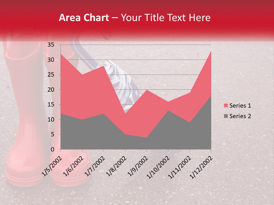 A Pair Of Red Rain Boots With An Umbrella PowerPoint Template
