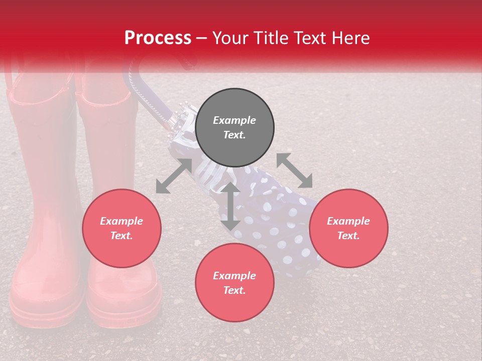 A Pair Of Red Rain Boots With An Umbrella PowerPoint Template