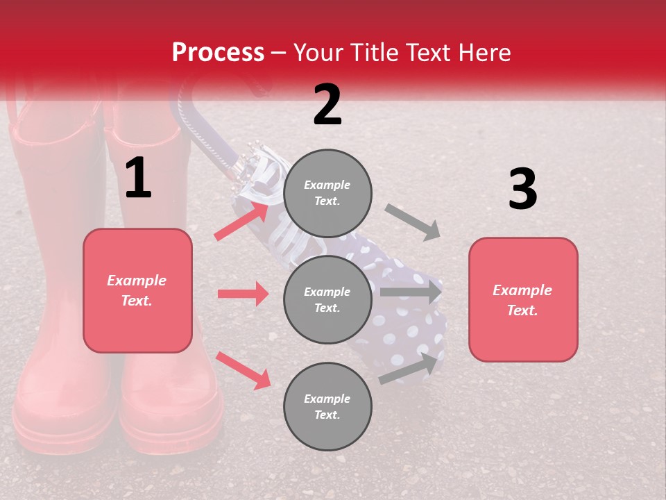 A Pair Of Red Rain Boots With An Umbrella PowerPoint Template