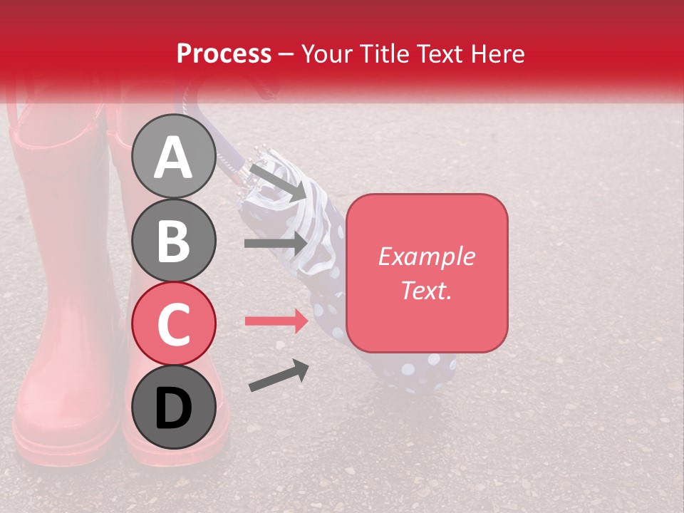 A Pair Of Red Rain Boots With An Umbrella PowerPoint Template