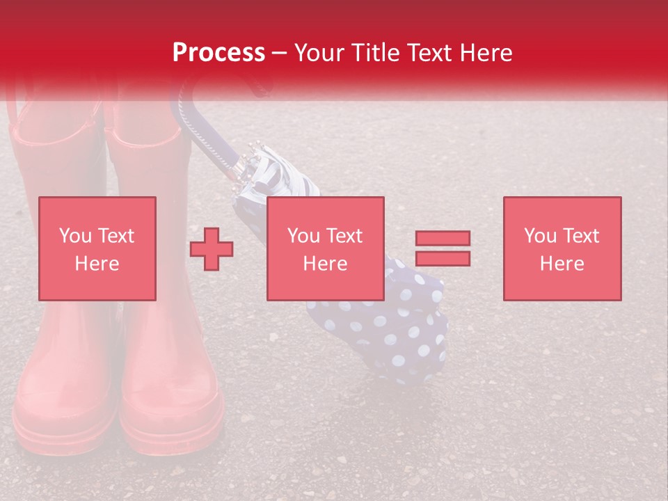 A Pair Of Red Rain Boots With An Umbrella PowerPoint Template