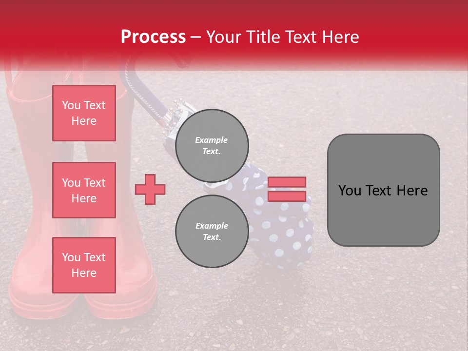 A Pair Of Red Rain Boots With An Umbrella PowerPoint Template