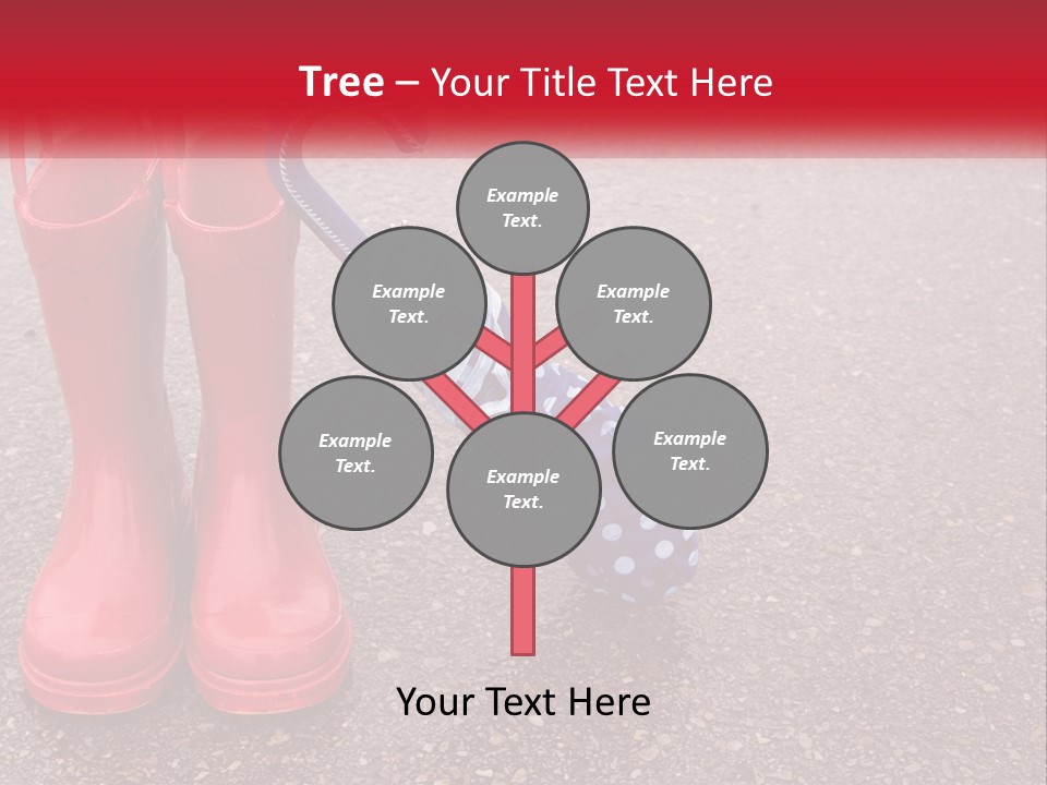A Pair Of Red Rain Boots With An Umbrella PowerPoint Template