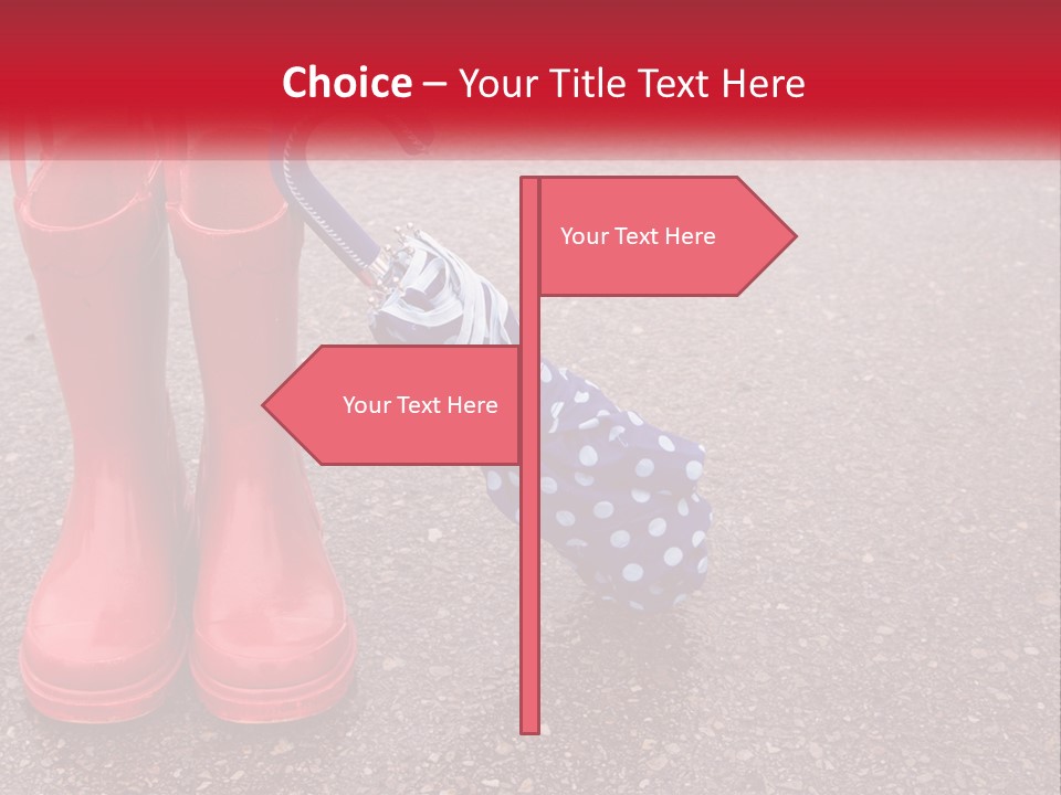 A Pair Of Red Rain Boots With An Umbrella PowerPoint Template