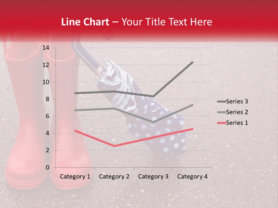 A Pair Of Red Rain Boots With An Umbrella PowerPoint Template