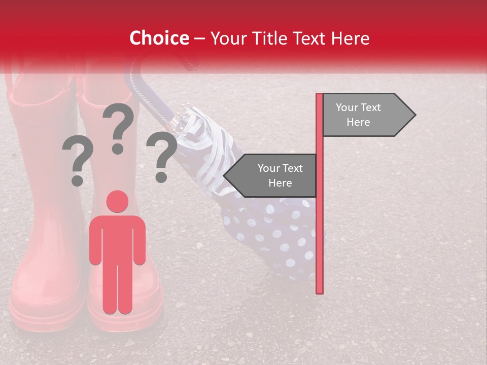A Pair Of Red Rain Boots With An Umbrella PowerPoint Template