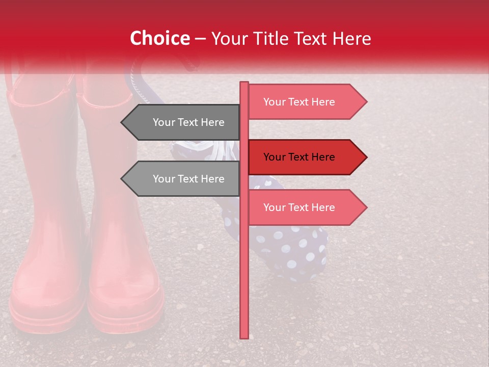A Pair Of Red Rain Boots With An Umbrella PowerPoint Template