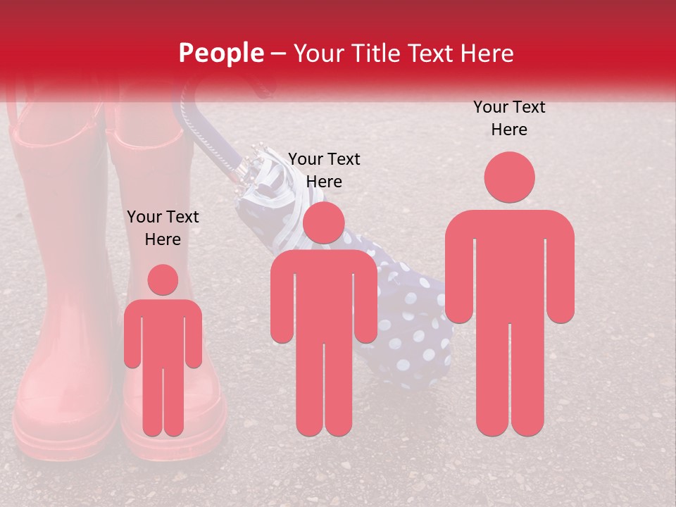 A Pair Of Red Rain Boots With An Umbrella PowerPoint Template