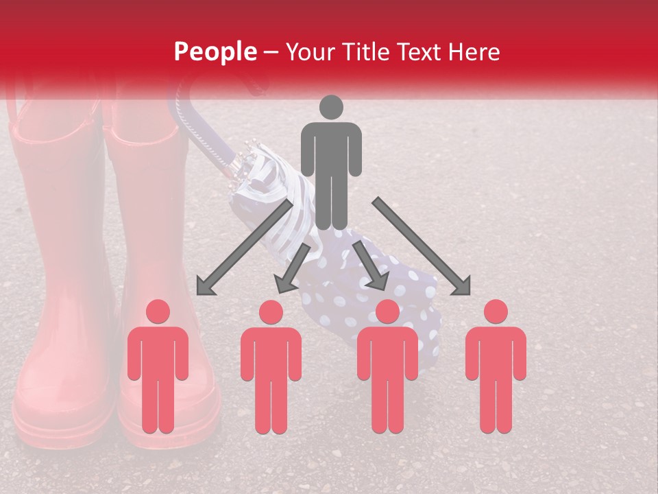 A Pair Of Red Rain Boots With An Umbrella PowerPoint Template