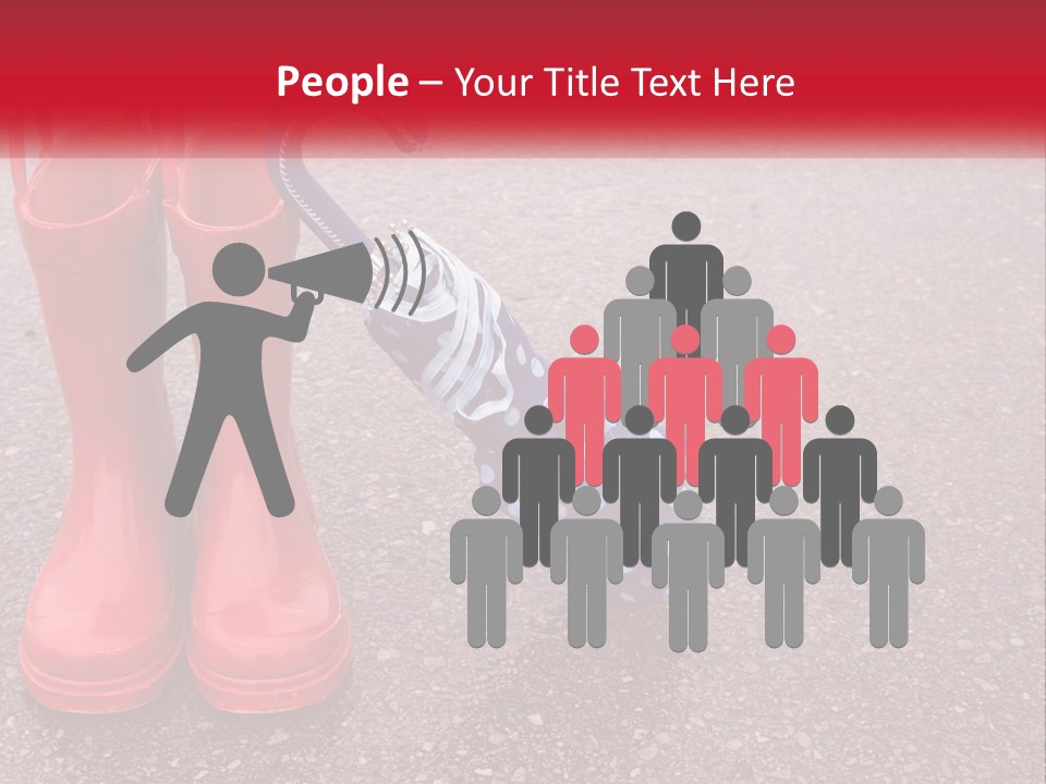 A Pair Of Red Rain Boots With An Umbrella PowerPoint Template