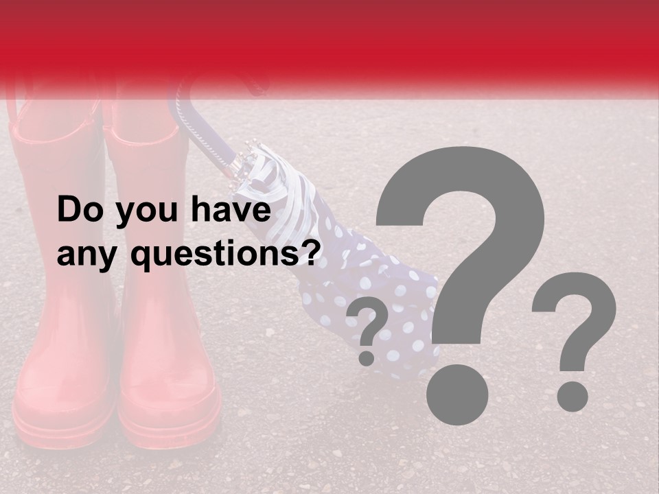 A Pair Of Red Rain Boots With An Umbrella PowerPoint Template