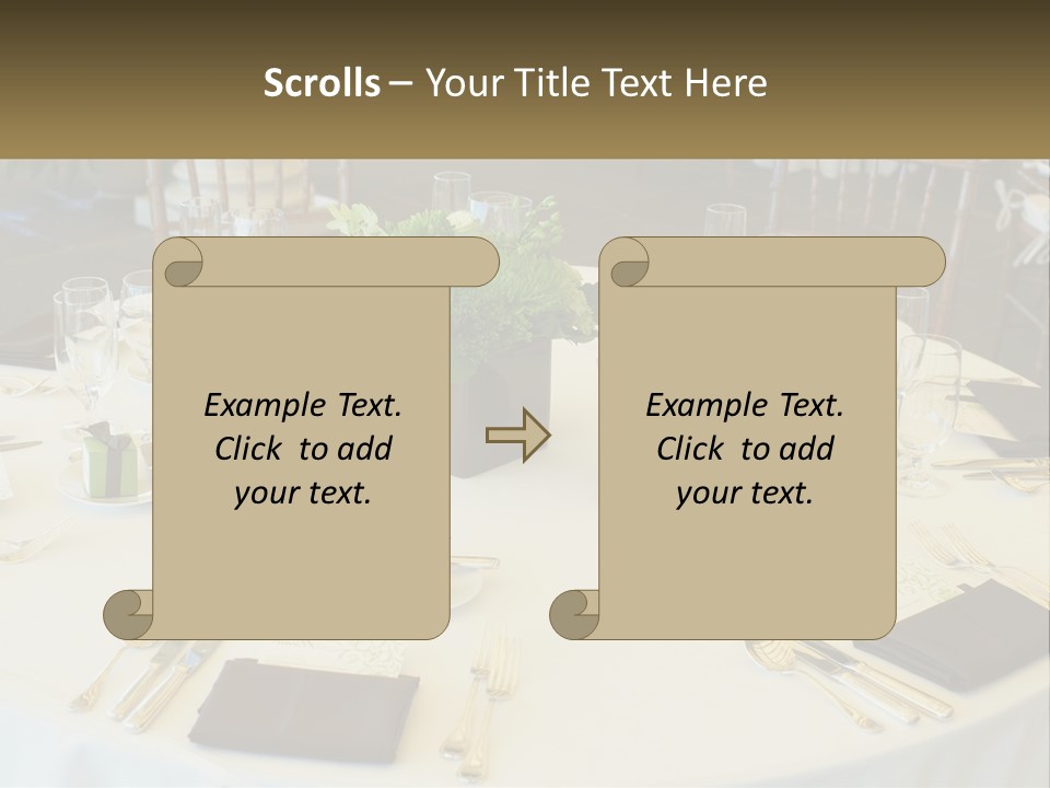 A Table With Place Settings And Place Cards On It PowerPoint Template