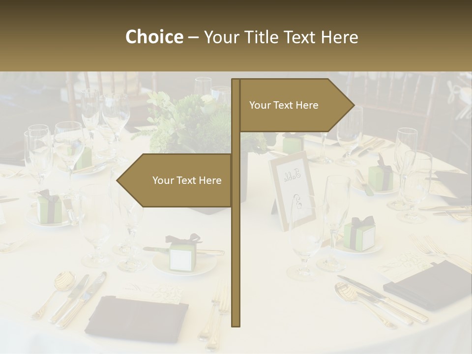 A Table With Place Settings And Place Cards On It PowerPoint Template
