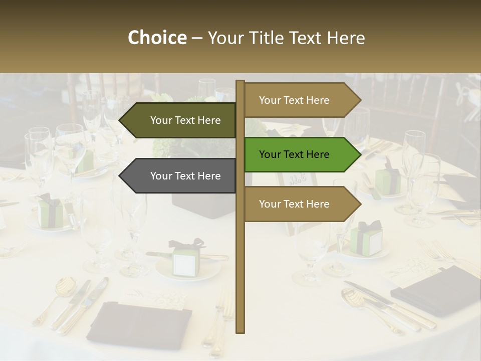 A Table With Place Settings And Place Cards On It PowerPoint Template