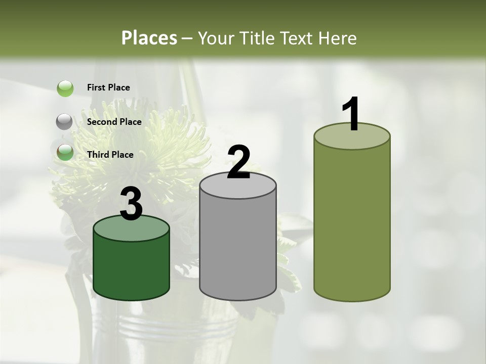 A Green And White Flower Arrangement In A Vase PowerPoint Template