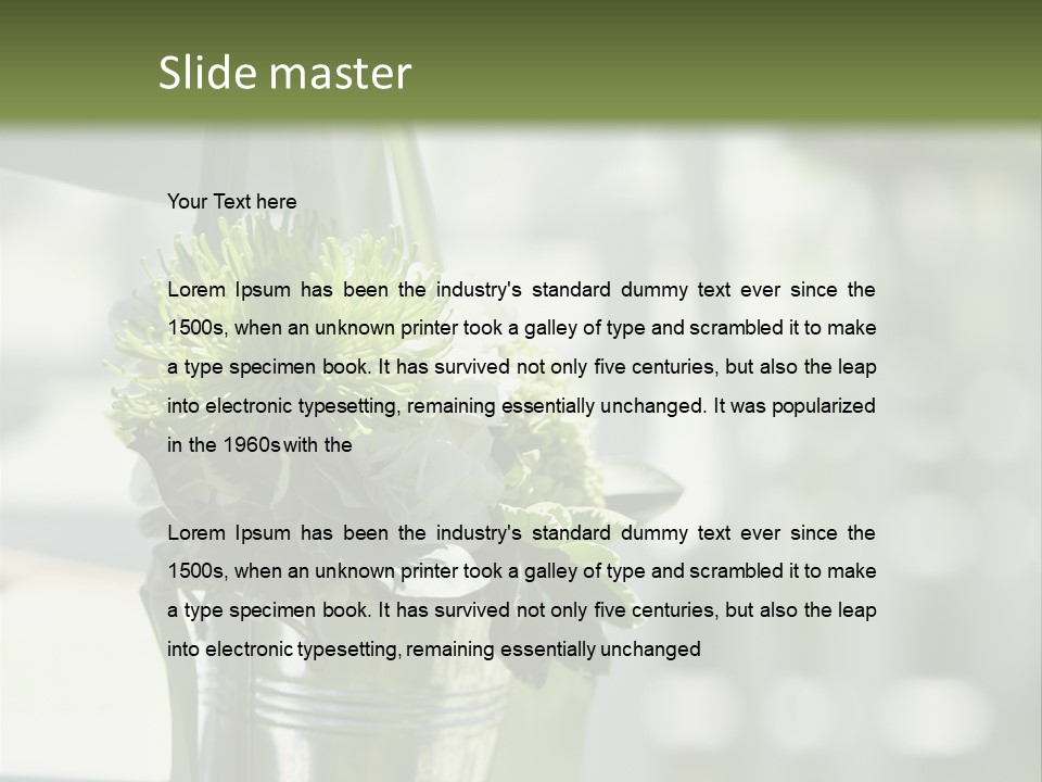 A Green And White Flower Arrangement In A Vase PowerPoint Template