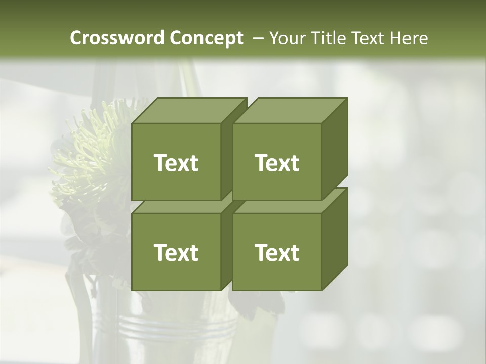 A Green And White Flower Arrangement In A Vase PowerPoint Template