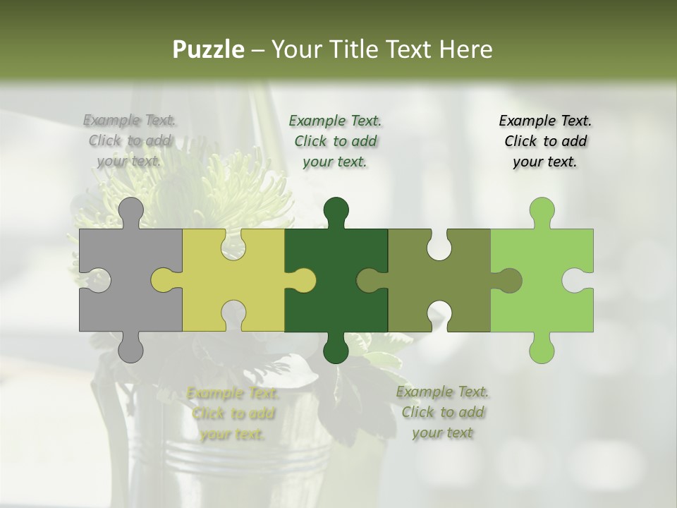 A Green And White Flower Arrangement In A Vase PowerPoint Template