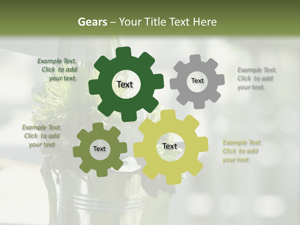 A Green And White Flower Arrangement In A Vase PowerPoint Template